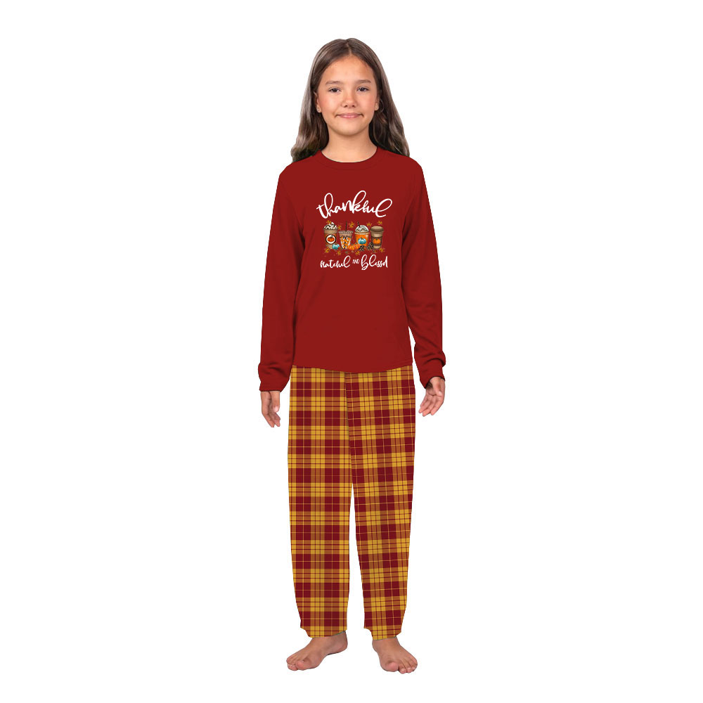 Thankful Pumpkin Spice Latte Matching Thanksgiving PJs
