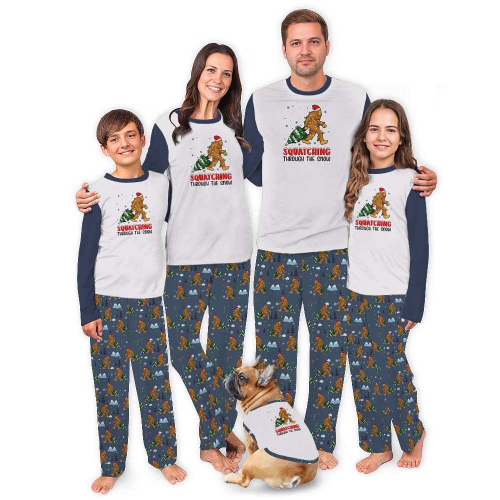 Bigfoot Matching Christmas PJs Family Squatching Through The Snow Bigfoot Matching Christmas PJs Family Squatching Through The Snow