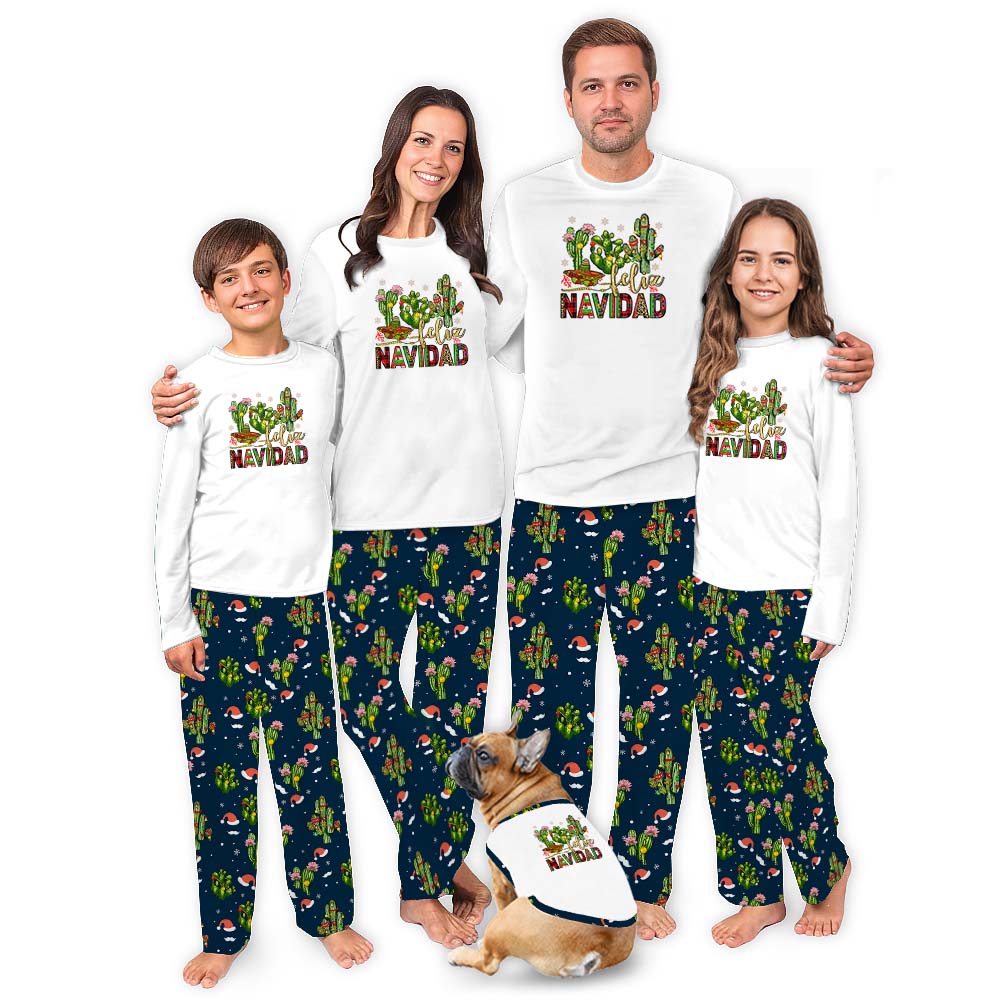 Festive Feliz Navidad Cactus Spanish Christmas Pajamas