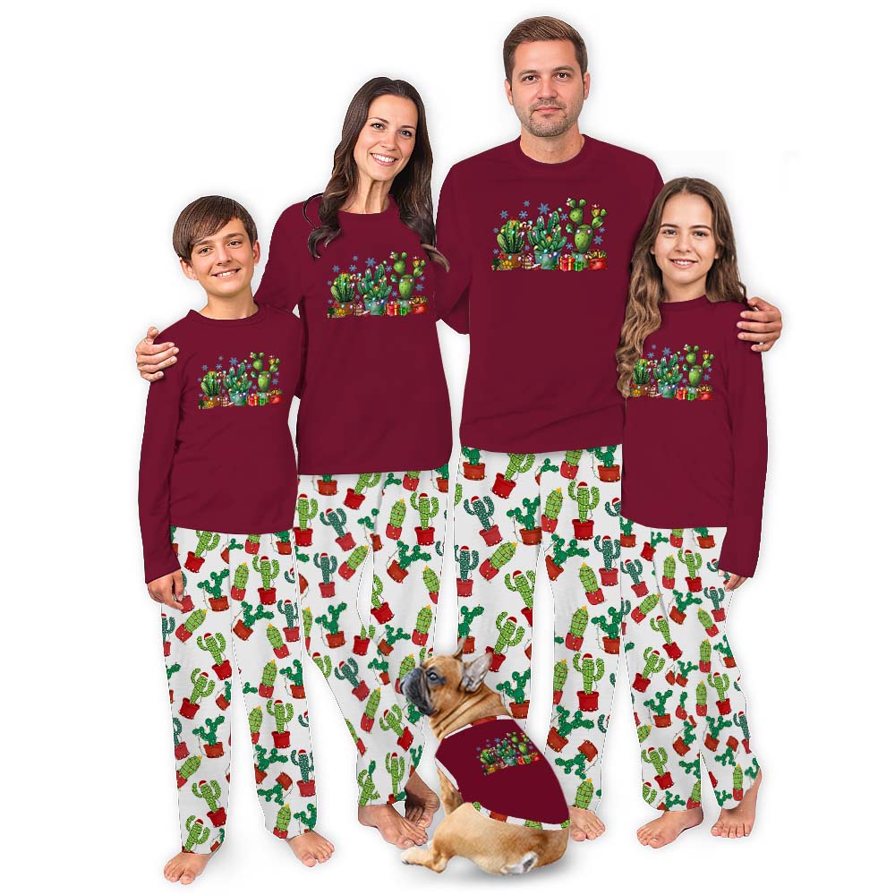 Festive Cactus Christmas Pajamas Matching Family