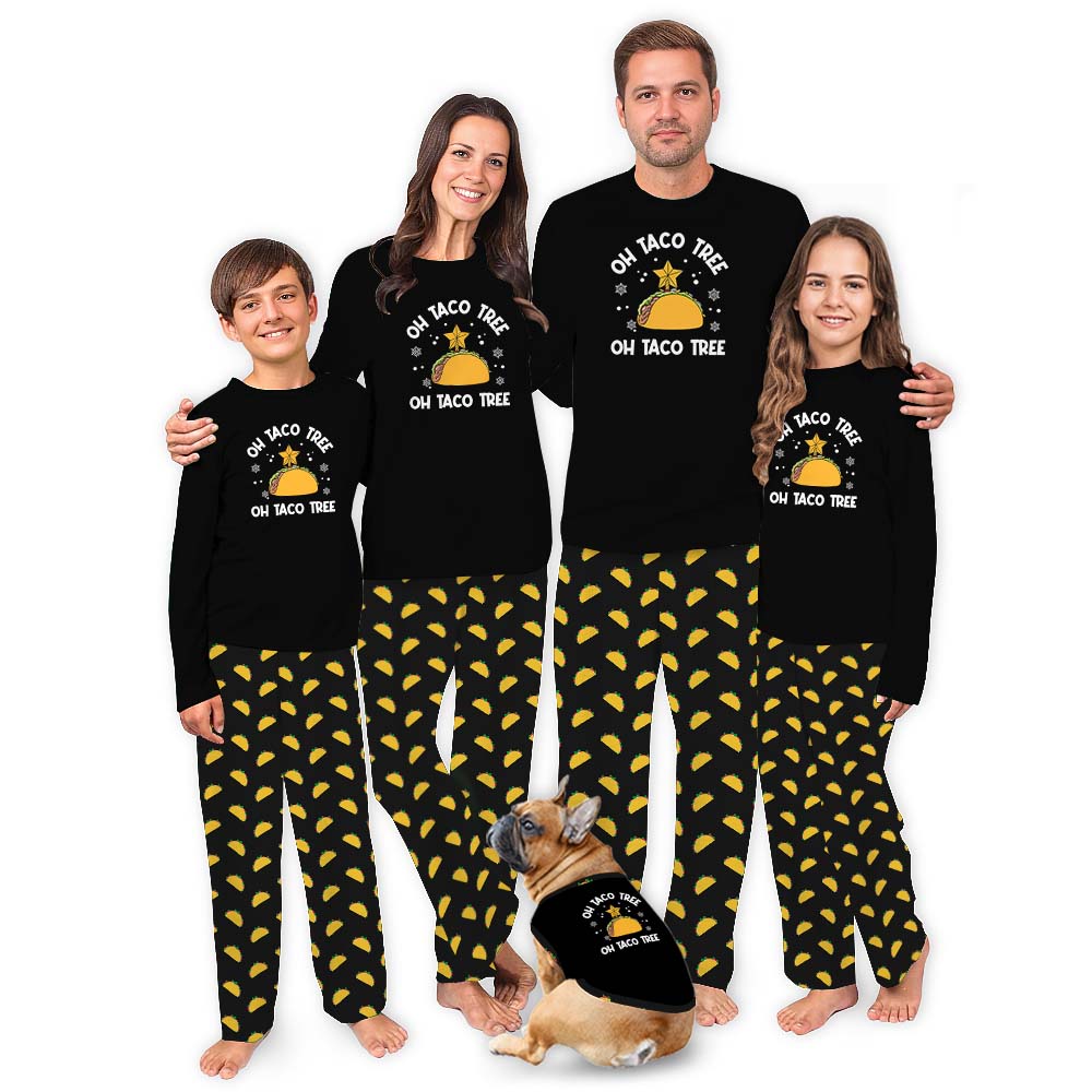 Matching Taco Christmas Pajamas Sets Black