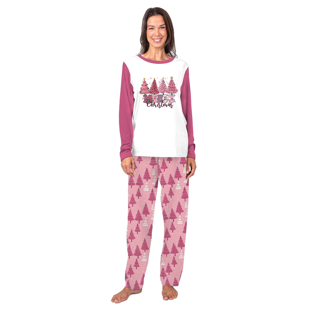 Pink Christmas Tree Pajamas Sets Matching Family Pink Christmas Tree Pajamas Sets Matching Family