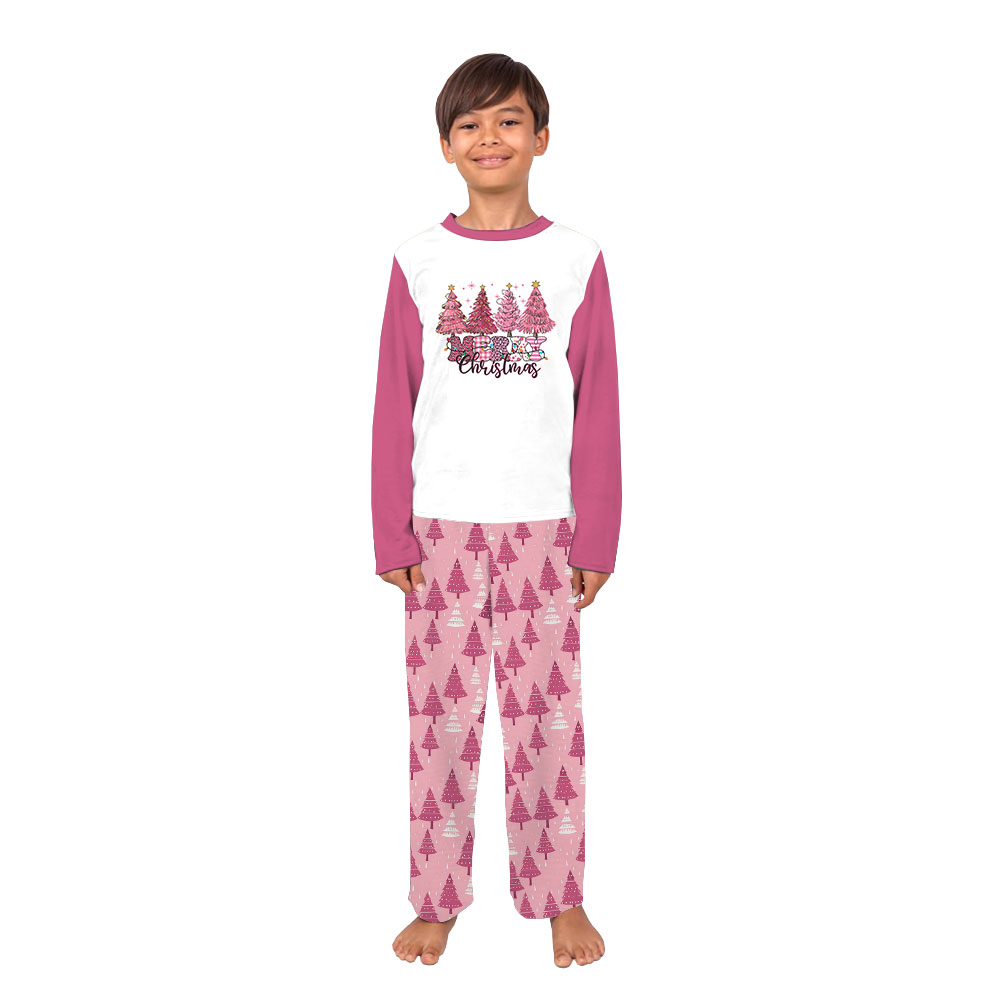 Pink Christmas Tree Pajamas Sets Matching Family Pink Christmas Tree Pajamas Sets Matching Family