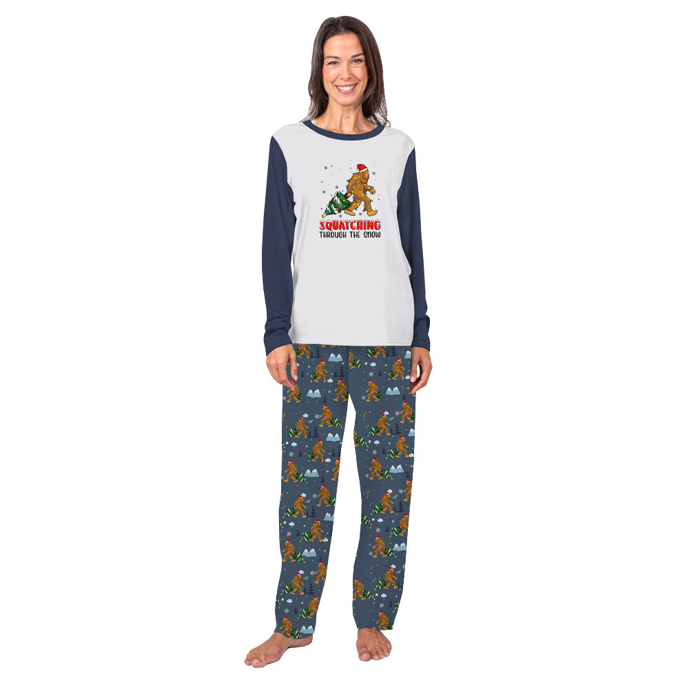 Bigfoot Matching Christmas PJs Family Squatching Through The Snow Bigfoot Matching Christmas PJs Family Squatching Through The Snow