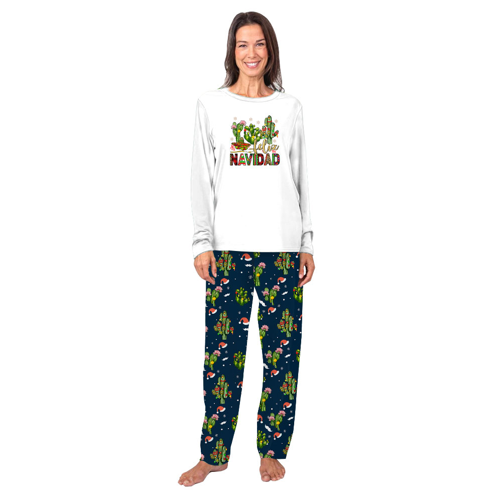 Festive Feliz Navidad Cactus Spanish Christmas Pajamas