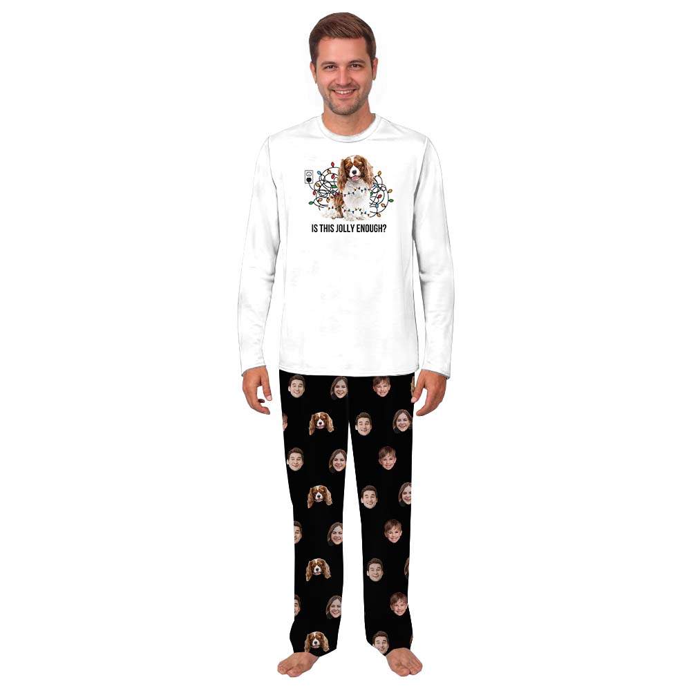 Custom Many Photos Matching Xmas PJs With Dog Custom Many Photos Matching Xmas PJs With Dog