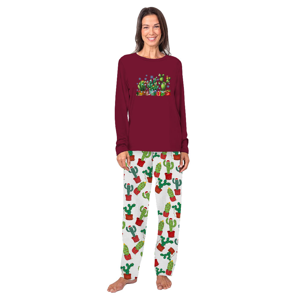 Festive Cactus Christmas Pajamas Matching Family