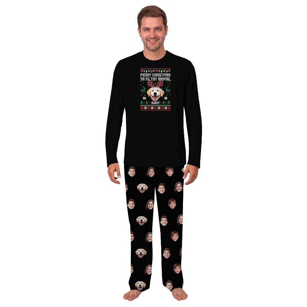 Merry Christmas Ya Filthy Animal Pajama Sets With Multi Faces Merry Christmas Ya Filthy Animal Pajama Sets With Multi Faces