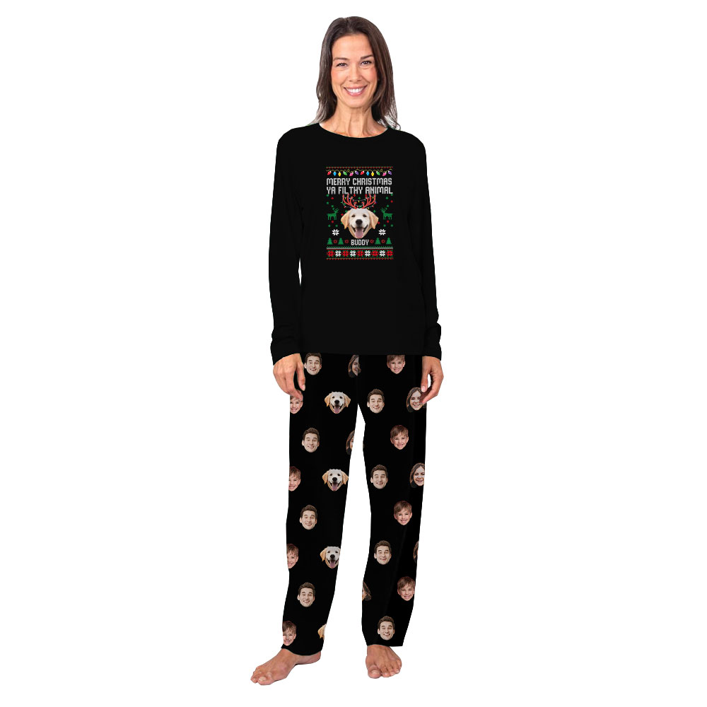 Merry Christmas Ya Filthy Animal Pajama Sets With Multi Faces Merry Christmas Ya Filthy Animal Pajama Sets With Multi Faces