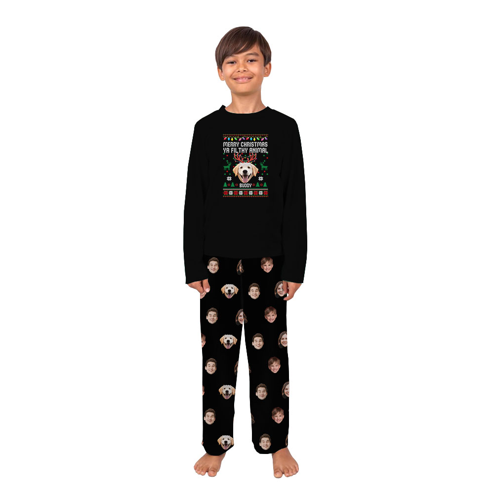 Merry Christmas Ya Filthy Animal Pajama Sets With Multi Faces Merry Christmas Ya Filthy Animal Pajama Sets With Multi Faces