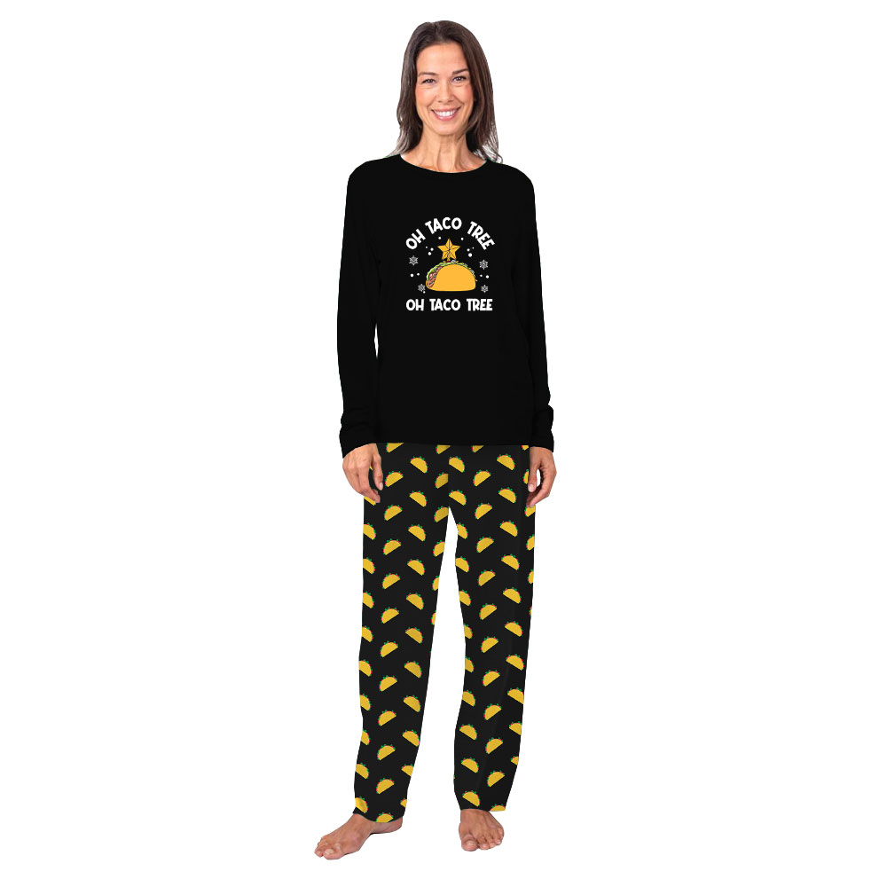 Matching Taco Christmas Pajamas Sets Black