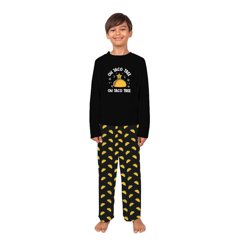 Matching Taco Christmas Pajamas Sets Black