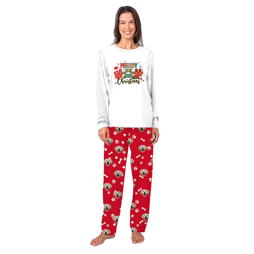 Red And White Family Christmas Pajamas With Dog Photos Red And White Family Christmas Pajamas With Dog Photos