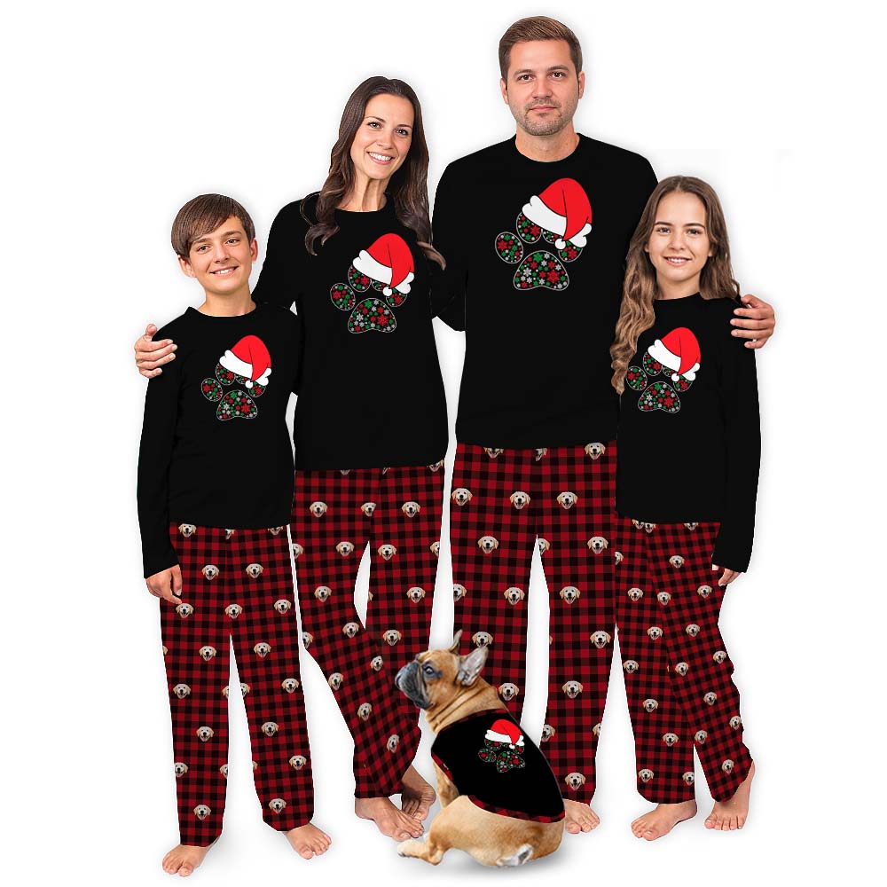 Unique Dog Paw Matching Christmas PJs Personalized Face Unique Dog Paw Matching Christmas PJs Personalized Face
