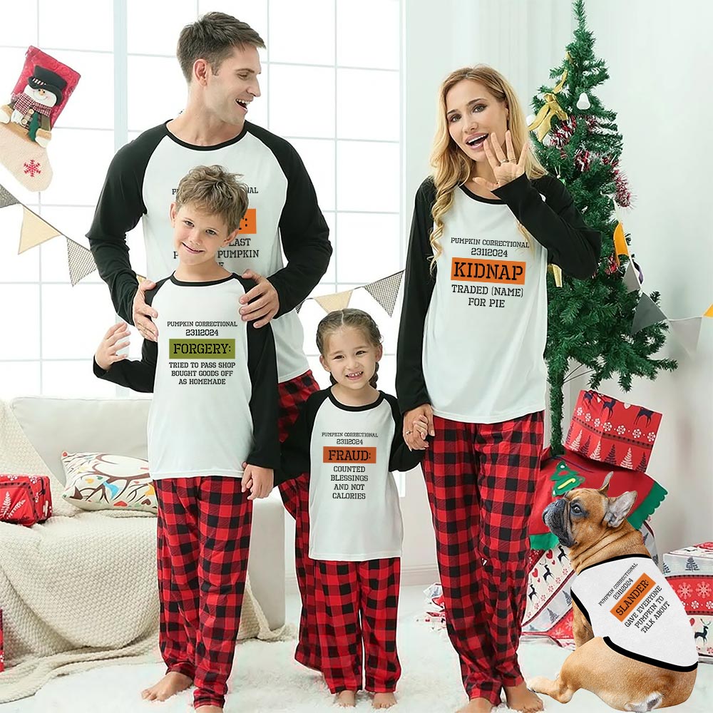 Funny Personalized Thanksgiving Pumpkin Correctional Family Matching Pajamas Funny Personalized Thanksgiving Pumpkin Correctional Family Matching Pajamas