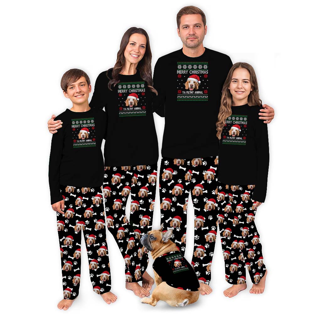 Merry Christmas Ya Filthy Animal Pajamas Custom Dog Face Merry Christmas Ya Filthy Animal Pajamas Custom Dog Face