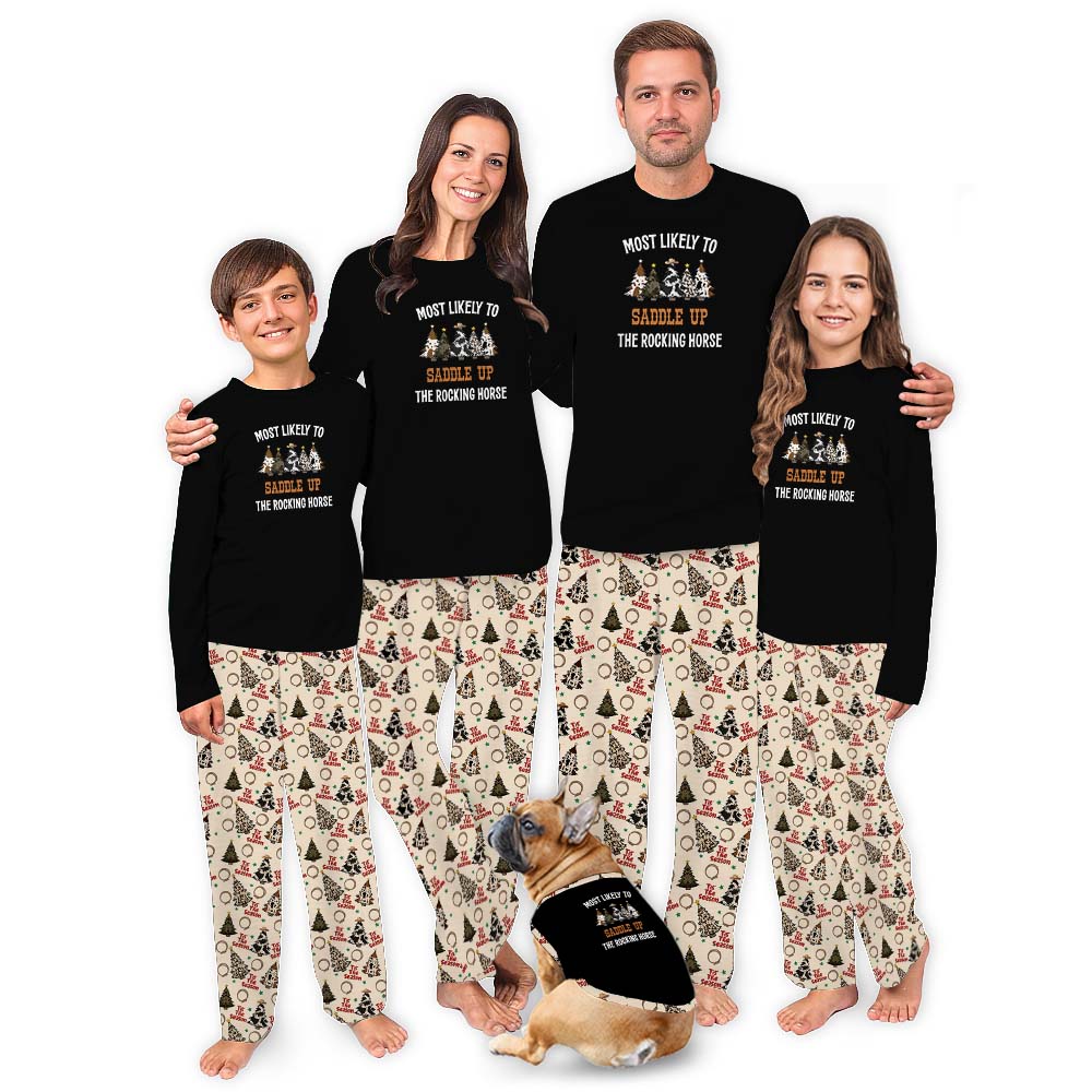 Funny Western Christmas Family Pajamas Most Likely Saying Funny Western Christmas Family Pajamas Most Likely Saying