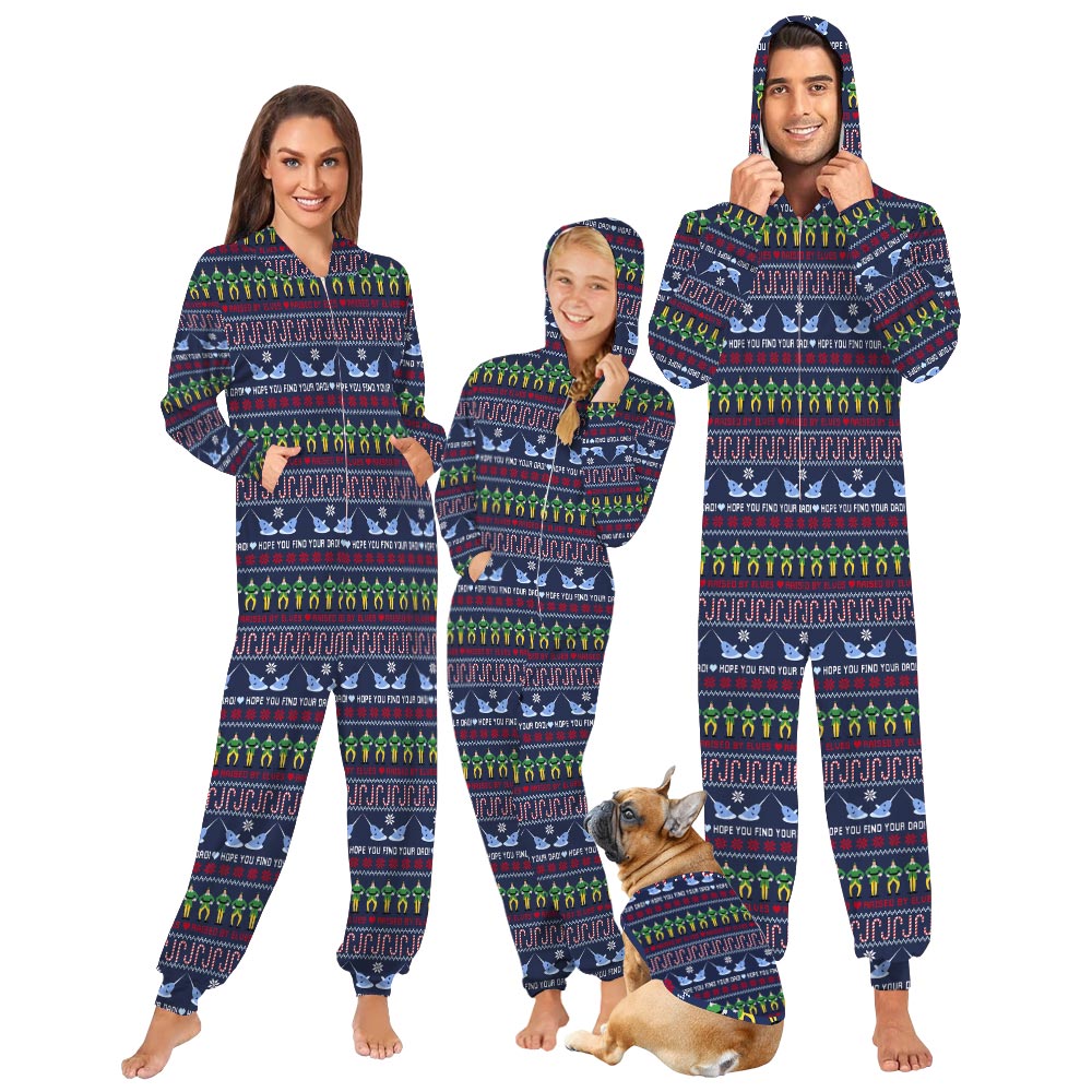 Festive Raised By Elves Christmas Family Onesie Pajamas Festive Raised By Elves Christmas Family Onesie Pajamas