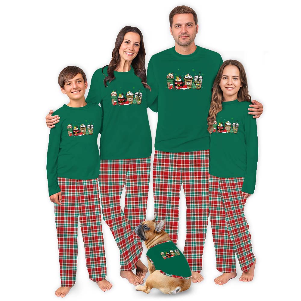 Hot Cocoa Christmas Pajamas For Family Green Red Plaid Hot Cocoa Christmas Pajamas For Family Green Red Plaid