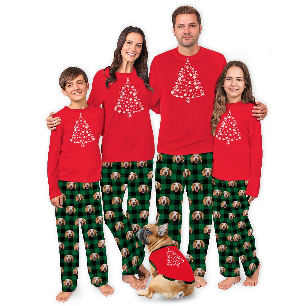 Red And Green Christmas Pajamas Customized With Face