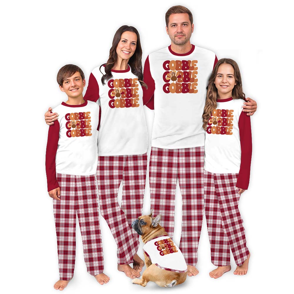 Gobble Thanksgiving Themed PJs For Family With Plus Size Gobble Thanksgiving Themed PJs For Family With Plus Size