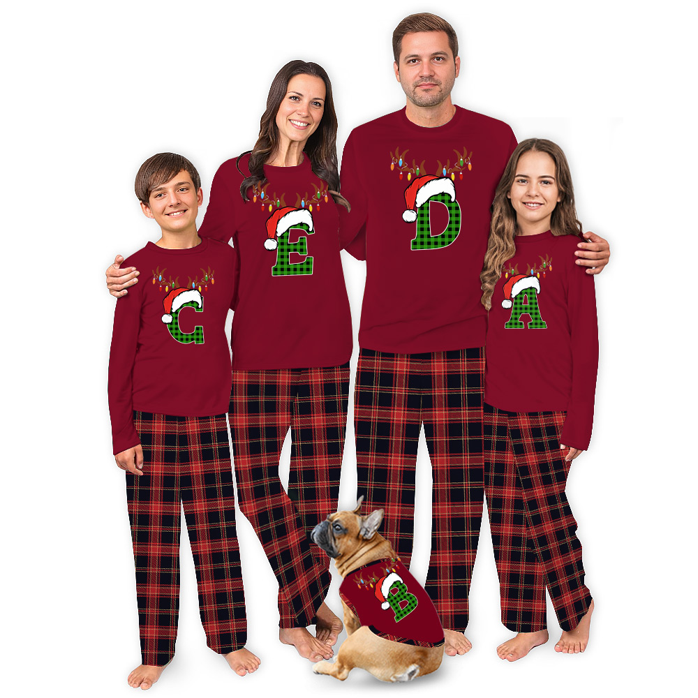 Personalized Family Name With Hat Matching Pajamas For Christmas Personalized Family Name With Hat Matching Pajamas For Christmas