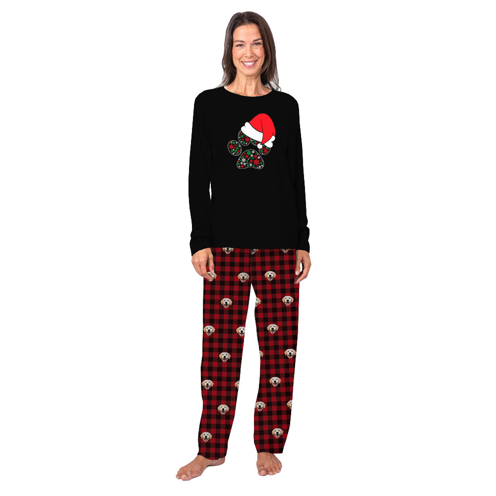 Unique Dog Paw Matching Christmas PJs Personalized Face Unique Dog Paw Matching Christmas PJs Personalized Face