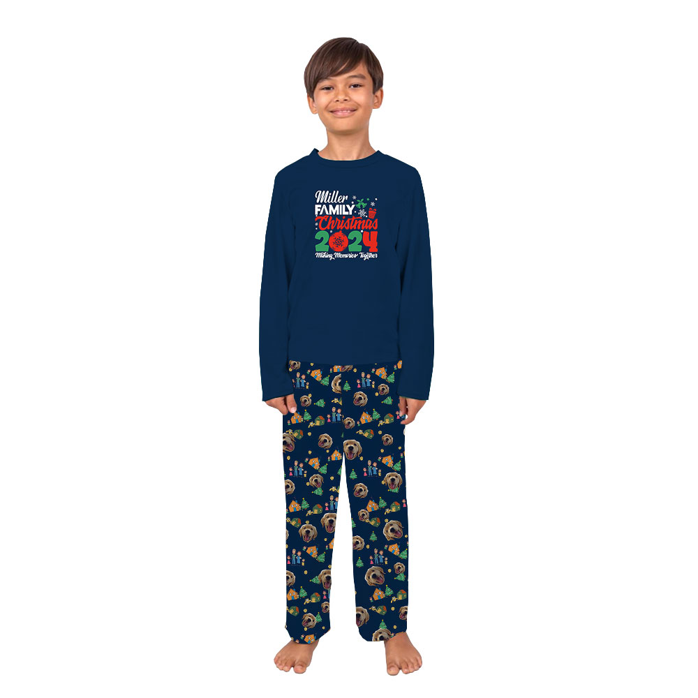 Personalized Family Name Christmas Pajamas With Dog Face 2024 Personalized Family Name Christmas Pajamas With Dog Face 2024