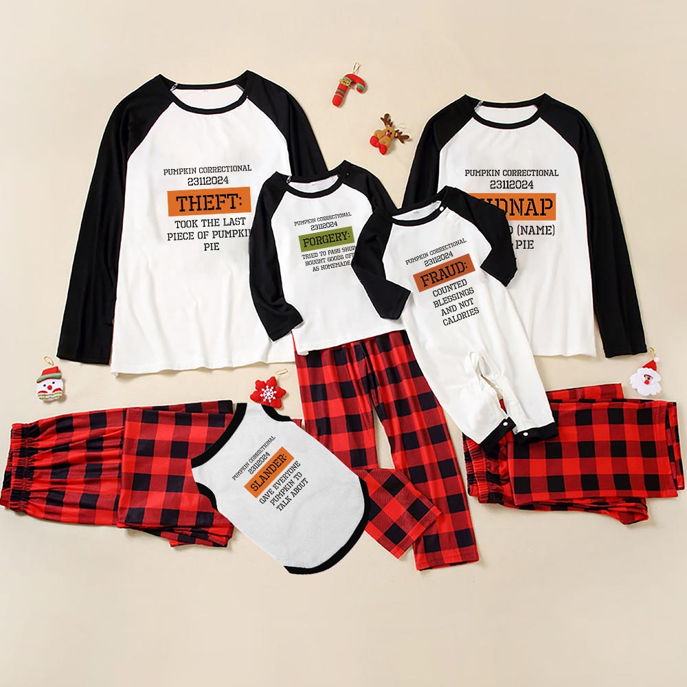 Funny Personalized Thanksgiving Pumpkin Correctional Family Matching Pajamas Funny Personalized Thanksgiving Pumpkin Correctional Family Matching Pajamas