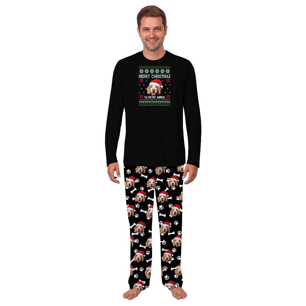 Merry Christmas Ya Filthy Animal Pajamas Custom Dog Face Merry Christmas Ya Filthy Animal Pajamas Custom Dog Face