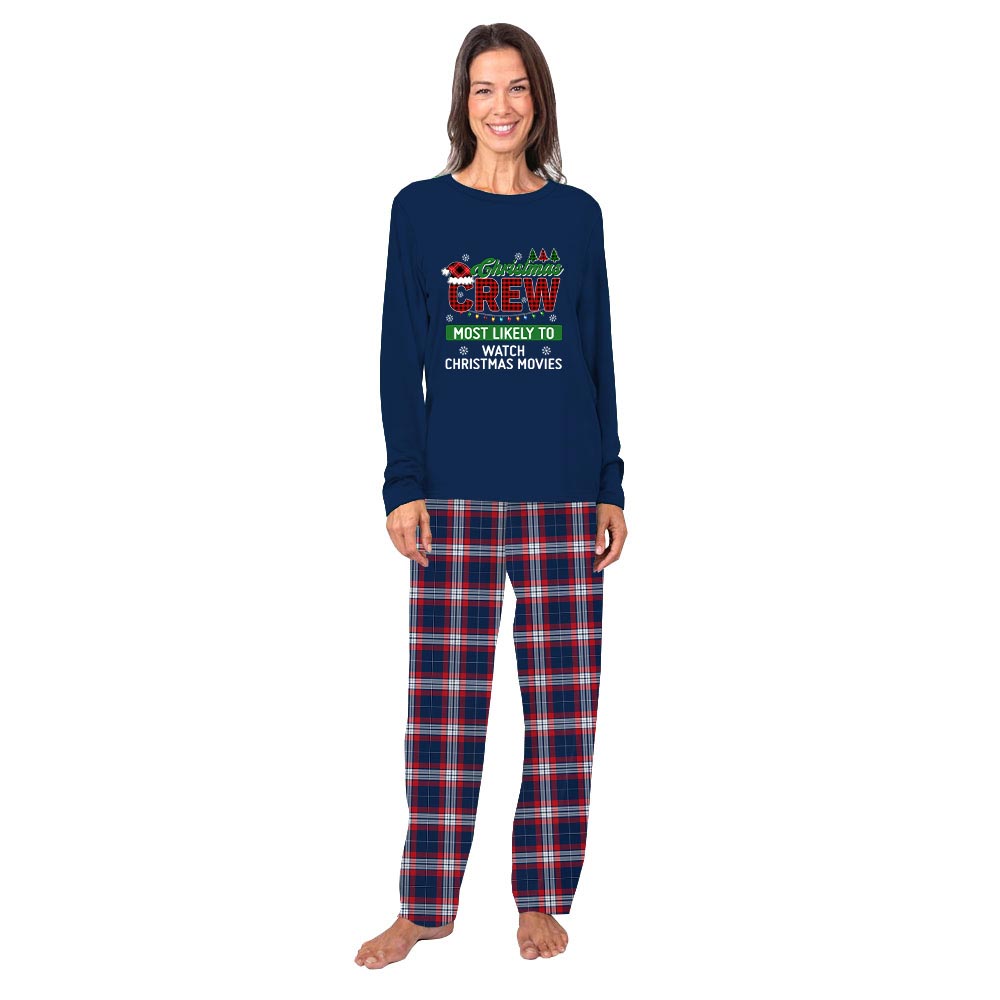 Personalized Christmas Crew Most Likely To Family Matching Pajamas Navy Plaid Personalized Christmas Crew Most Likely To Family Matching Pajamas Navy Plaid