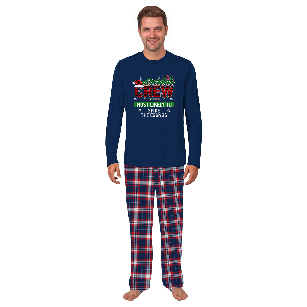 Personalized Christmas Crew Most Likely To Family Matching Pajamas Navy Plaid Personalized Christmas Crew Most Likely To Family Matching Pajamas Navy Plaid