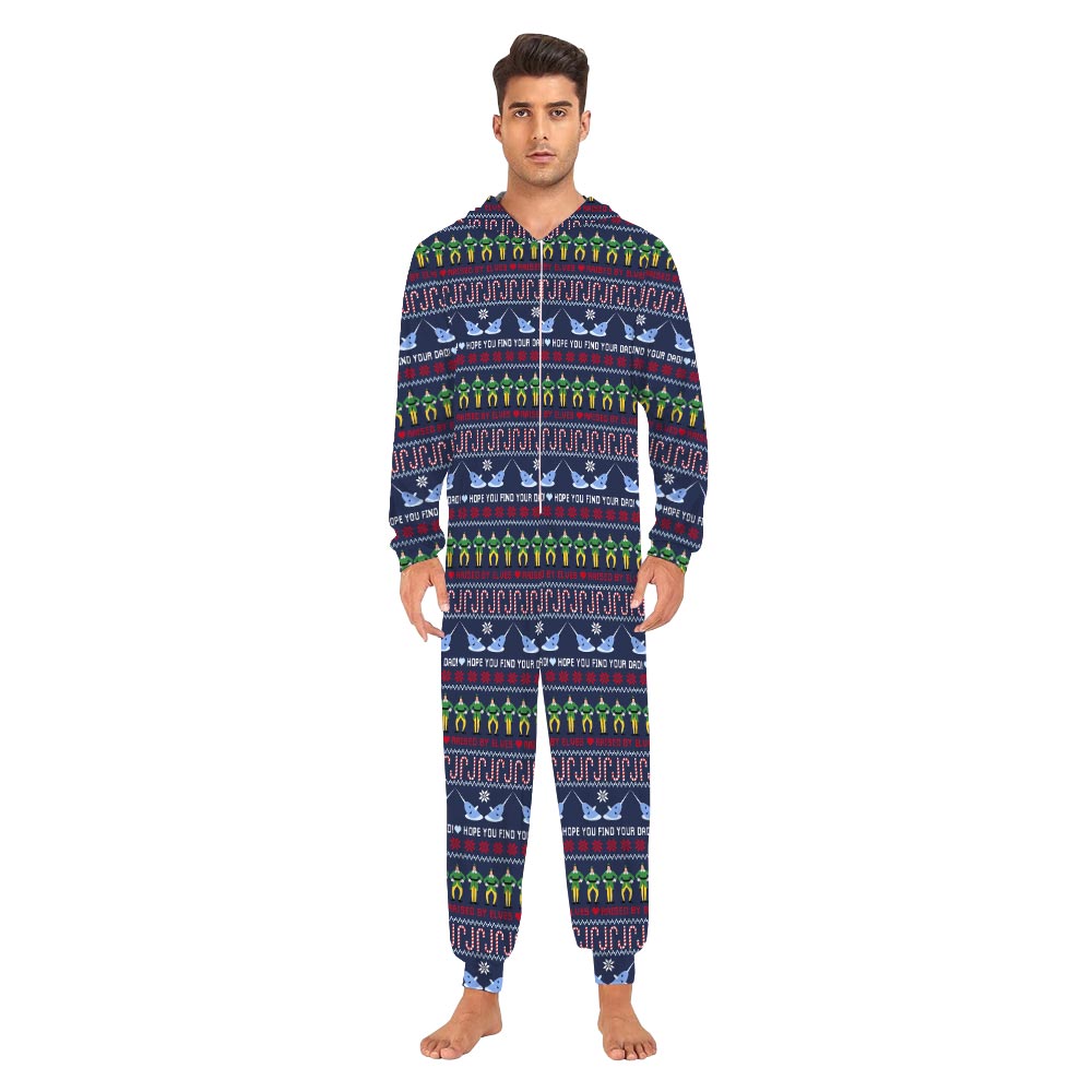 Festive Raised By Elves Christmas Family Onesie Pajamas Festive Raised By Elves Christmas Family Onesie Pajamas