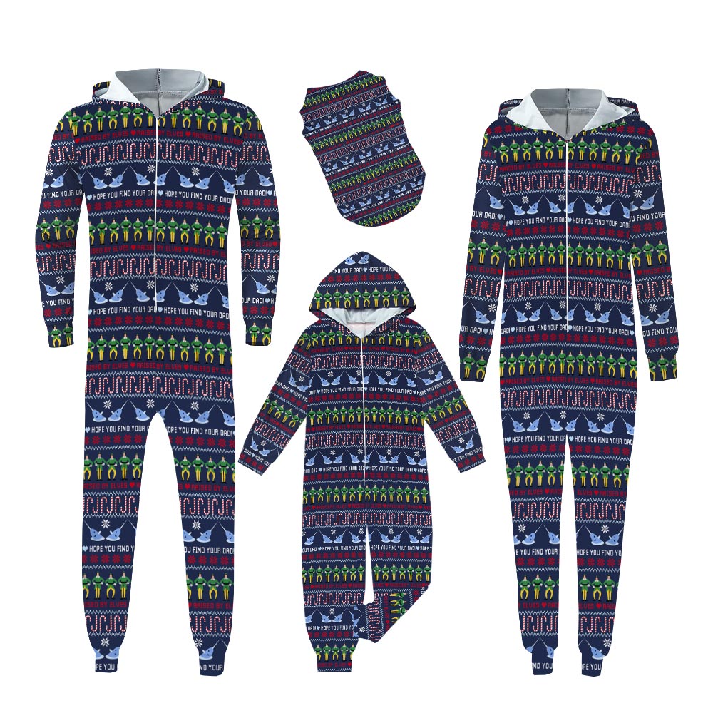 Festive Raised By Elves Christmas Family Onesie Pajamas Festive Raised By Elves Christmas Family Onesie Pajamas