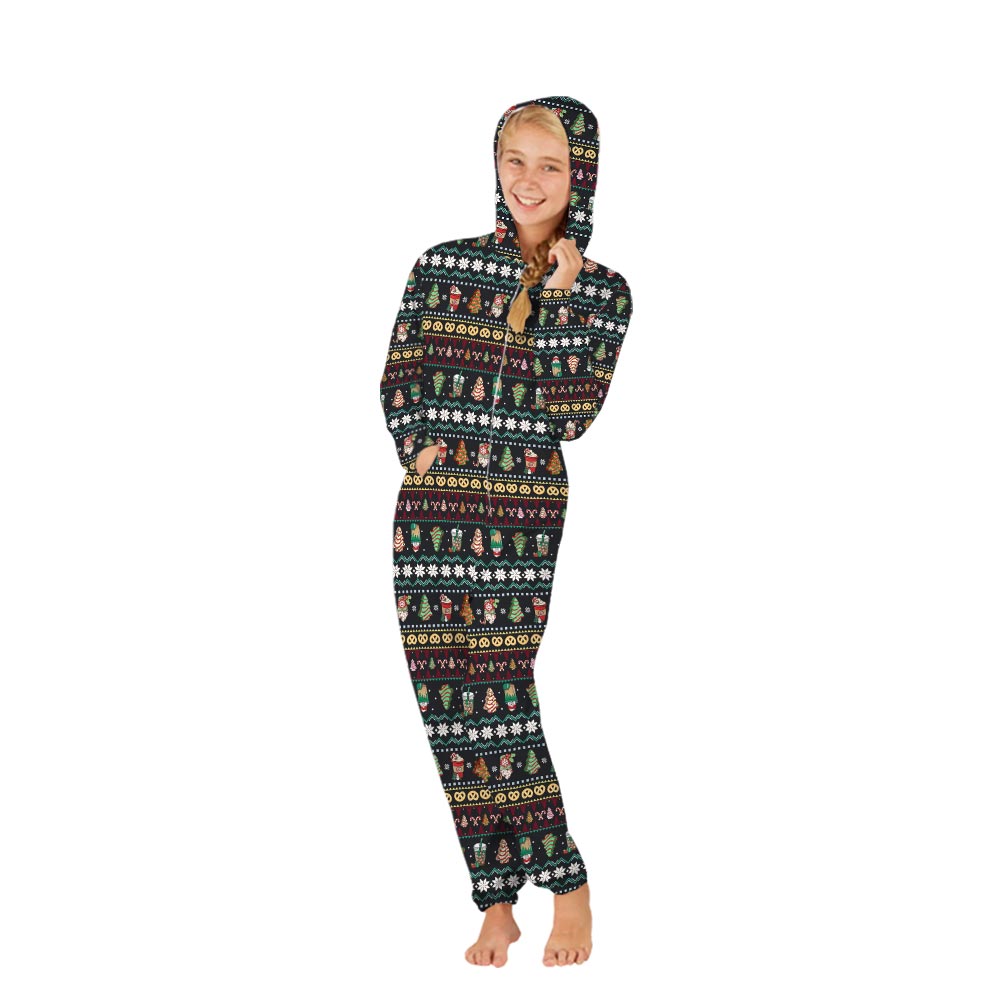 Cute Food And Beverage Christmas Family Matching Onesies With Dog