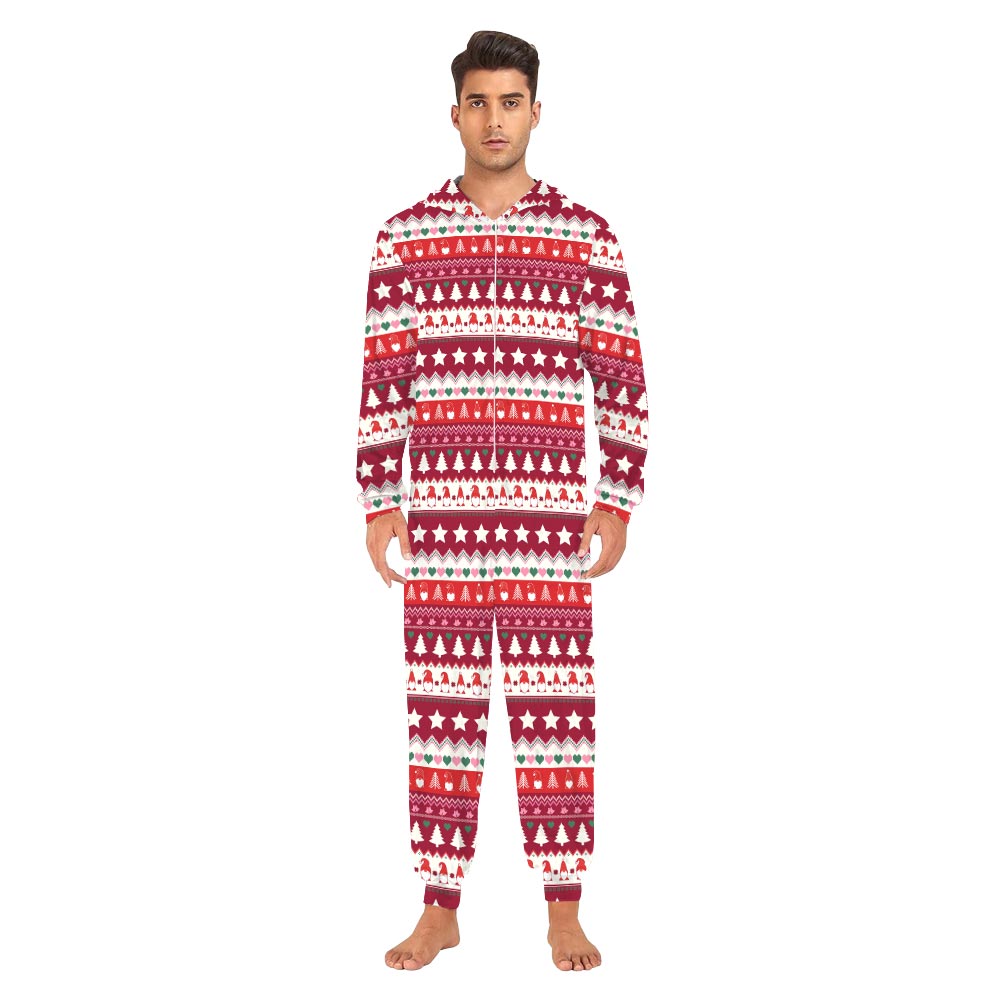 Pink Gnome Christmas Family Pajama Onesies With Pockets Pink Gnome Christmas Family Pajama Onesies With Pockets