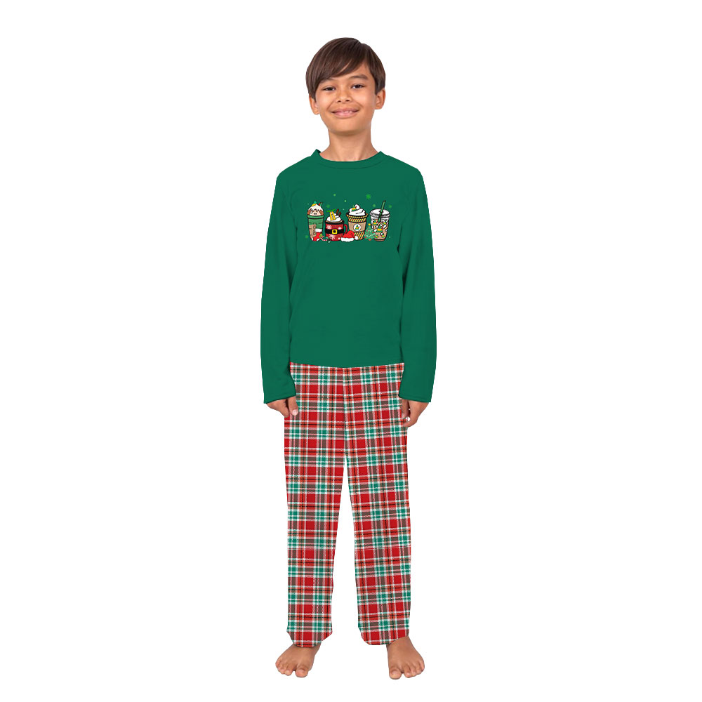 Hot Cocoa Christmas Pajamas For Family Green Red Plaid Hot Cocoa Christmas Pajamas For Family Green Red Plaid