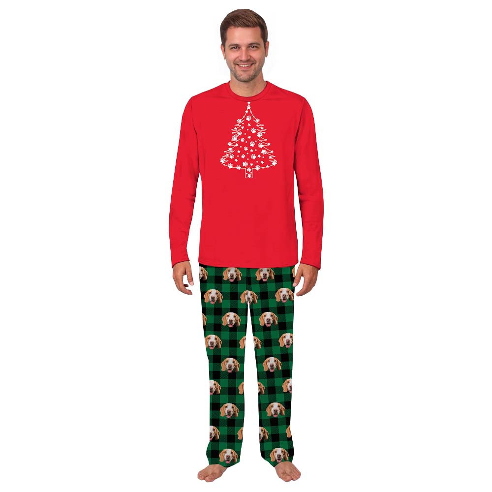 Red And Green Christmas Pajamas Customized With Face