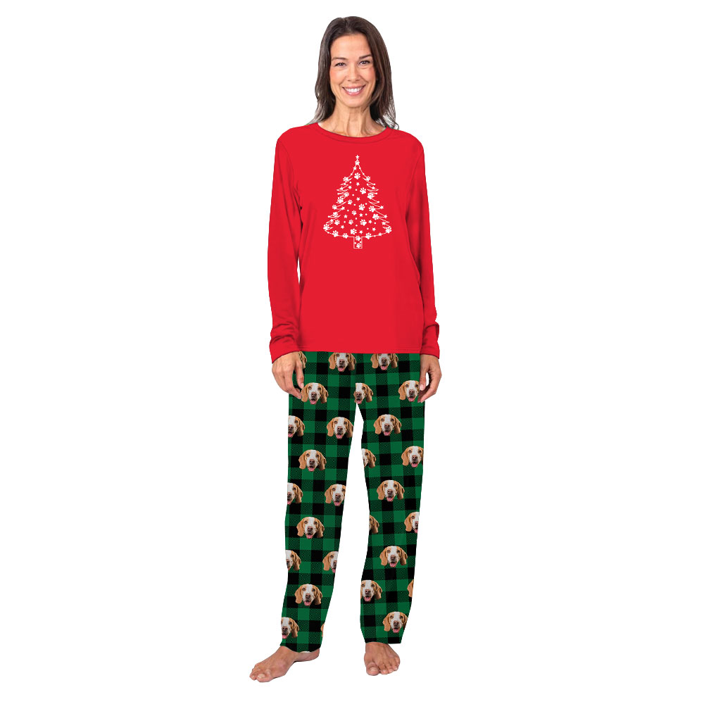 Red And Green Christmas Pajamas Customized With Face