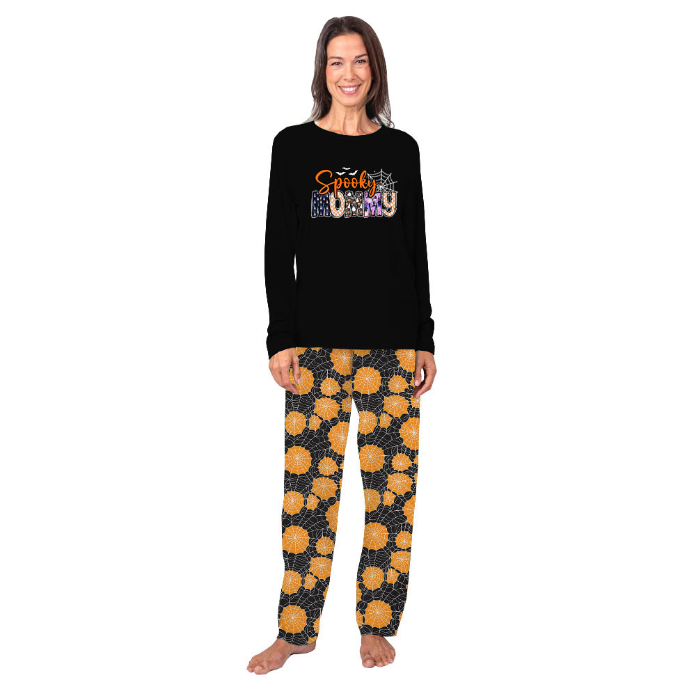 Spooky Halloween Family PJs Customized With Name Black Spooky Halloween Family PJs Customized With Name Black