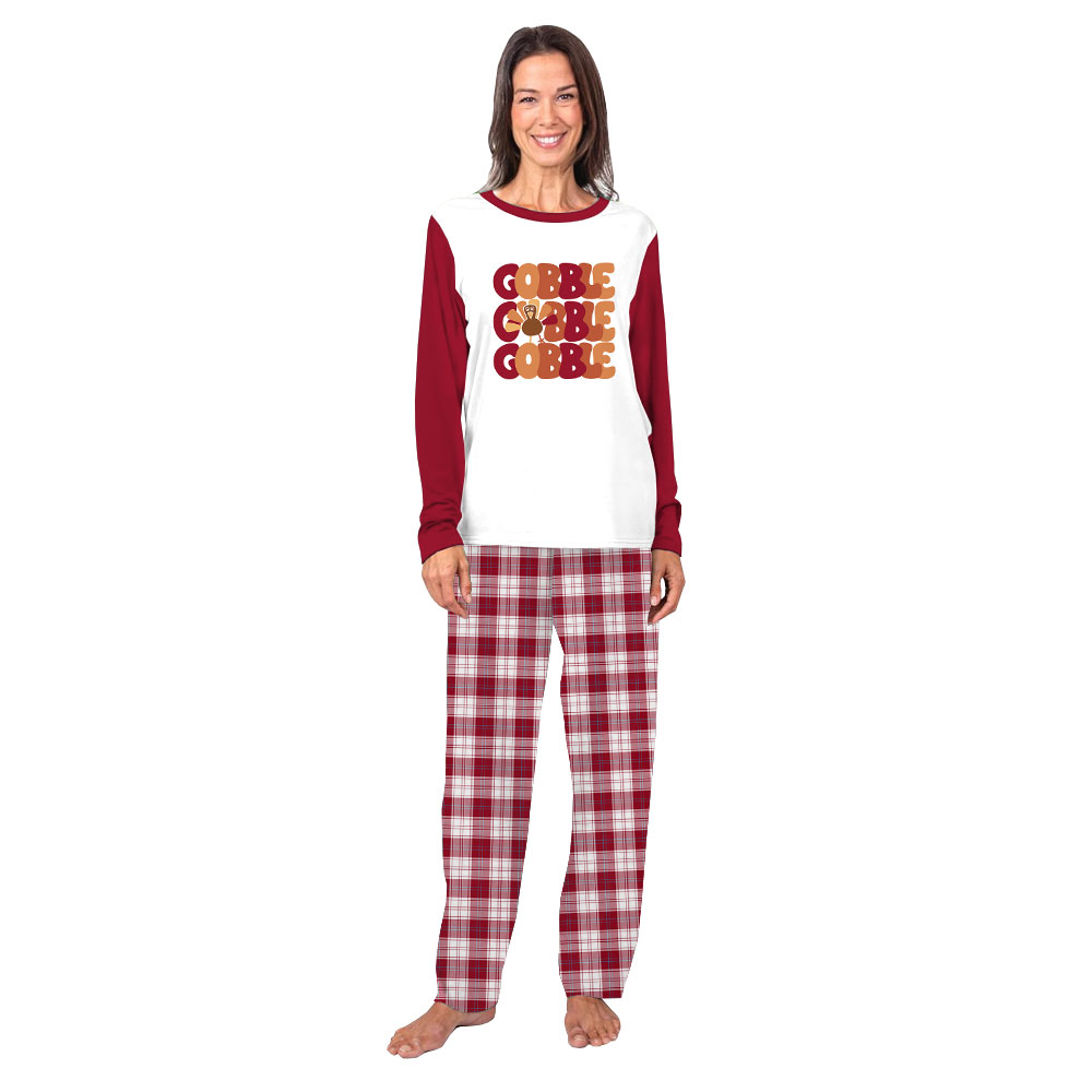 Gobble Thanksgiving Themed PJs For Family With Plus Size Gobble Thanksgiving Themed PJs For Family With Plus Size