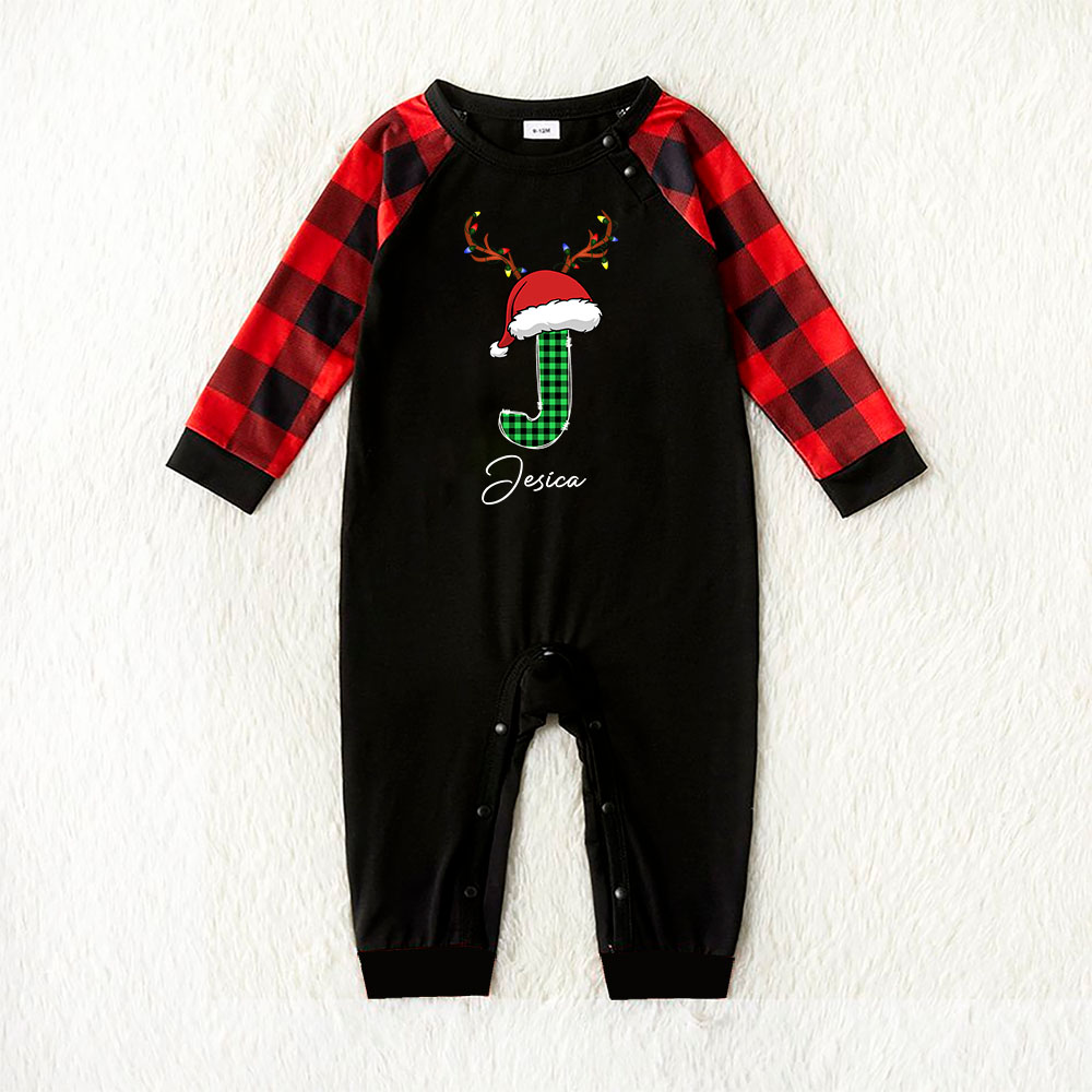 Reindeer Personalized Name Family Matching Plaid Pajamas Reindeer Personalized Name Family Matching Plaid Pajamas