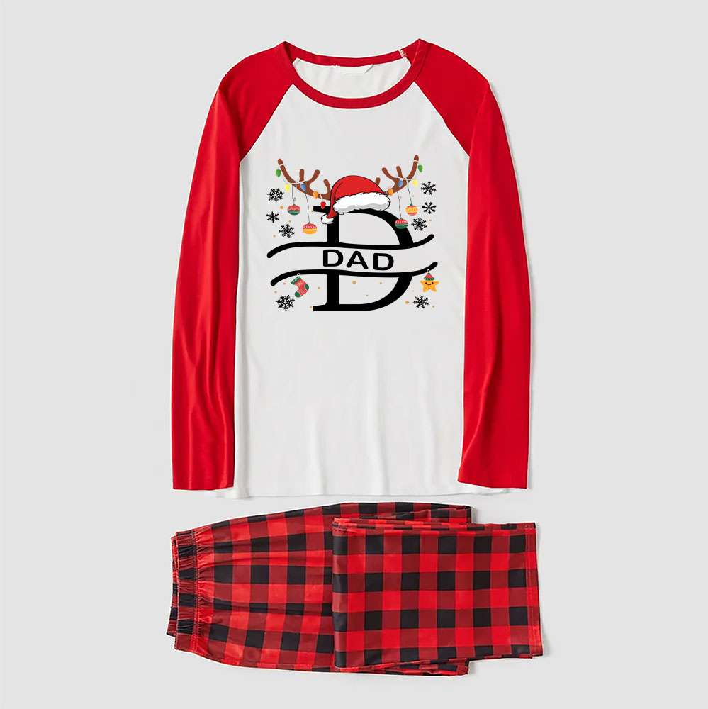 Monogram Name Matching Christmas Pajamas Plaid