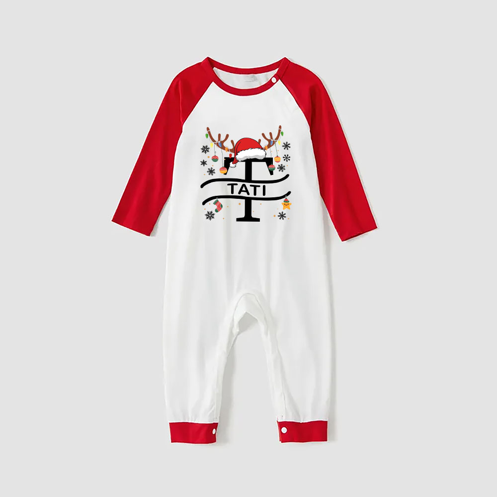 Monogram Name Matching Christmas Pajamas Plaid
