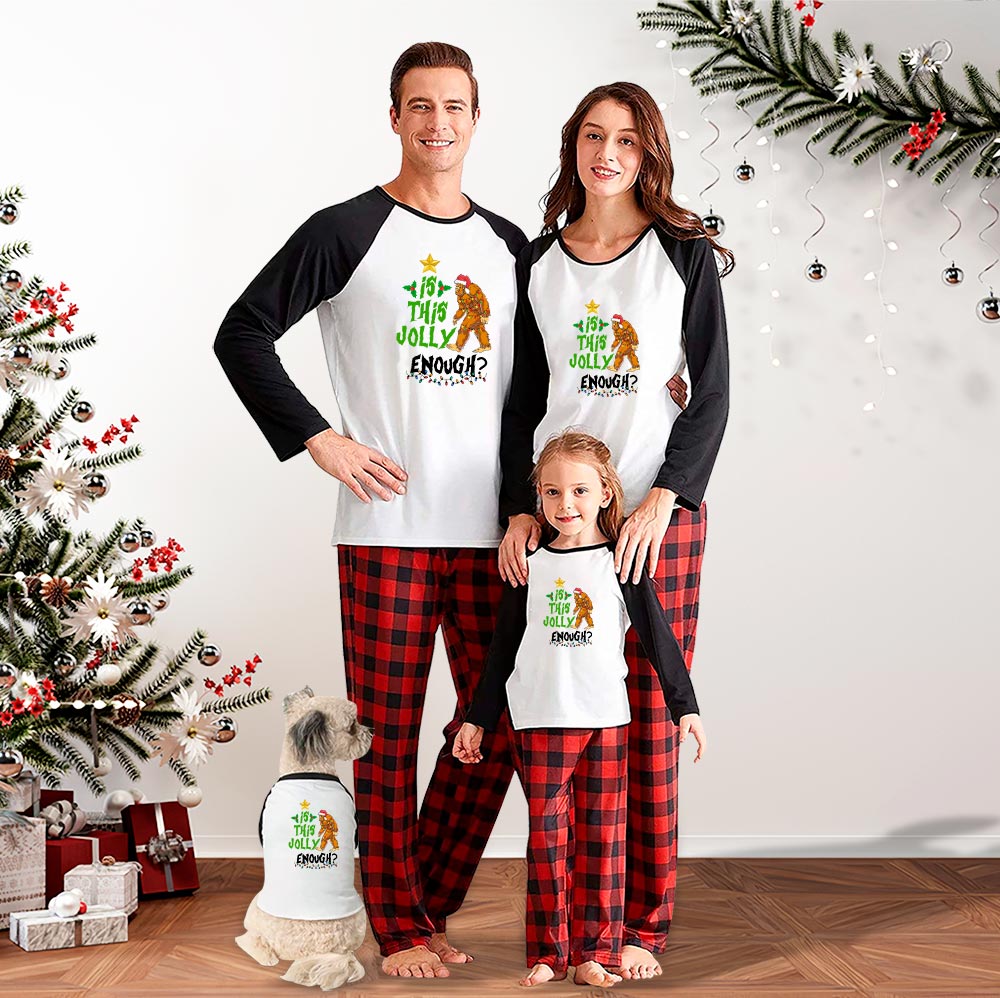 Bigfoot Family Matching Pajamas Saying Is This Jolly Enough Bigfoot Family Matching Pajamas Saying Is This Jolly Enough