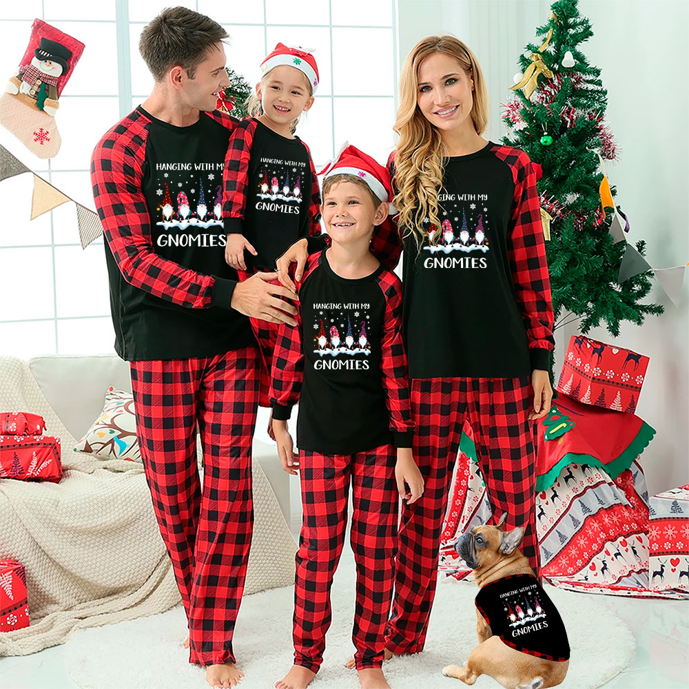 Hanging With Gnomies Matching Xmas PJs Family And Dog Hanging With Gnomies Matching Xmas PJs Family And Dog