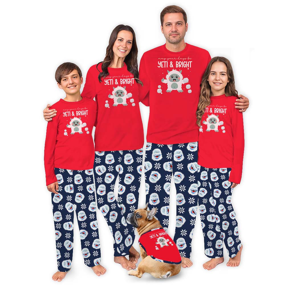 Fun Yeti And Bright Family Christmas Pajamas Sets