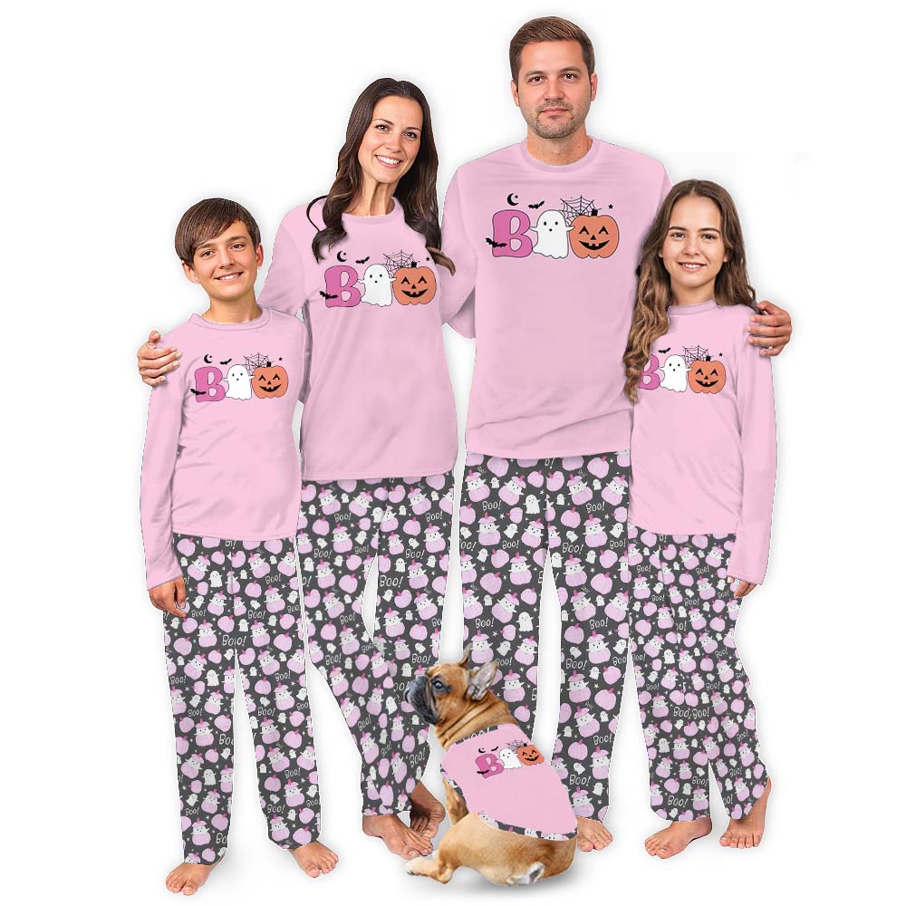 Pink Halloween Pajamas With Pumpkin And Ghost Matching Family