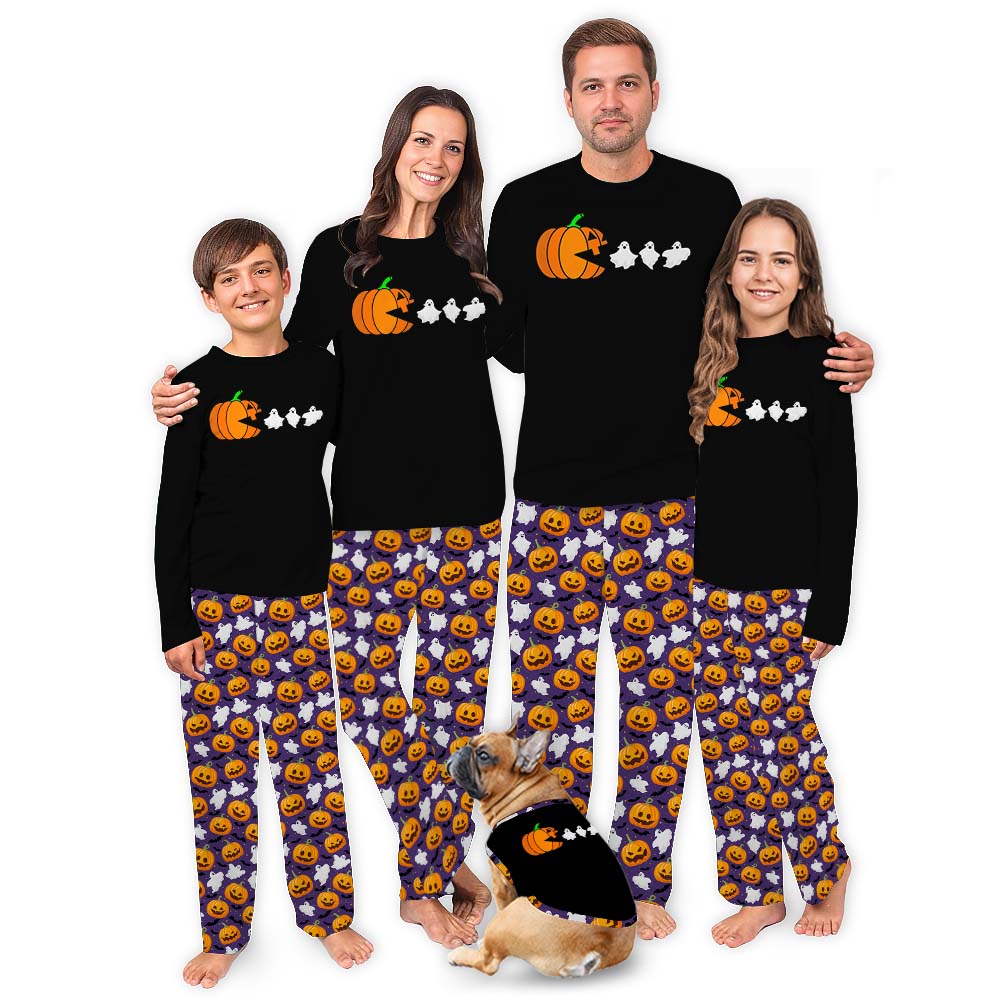 Funny Pumpkin And Ghost Halloween Pajamas Sets For Family Funny Pumpkin And Ghost Halloween Pajamas Sets For Family