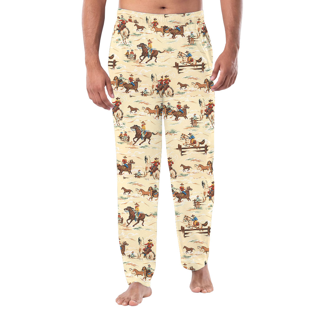 Wide Leg Cowboys Pajama Pants With Pockets